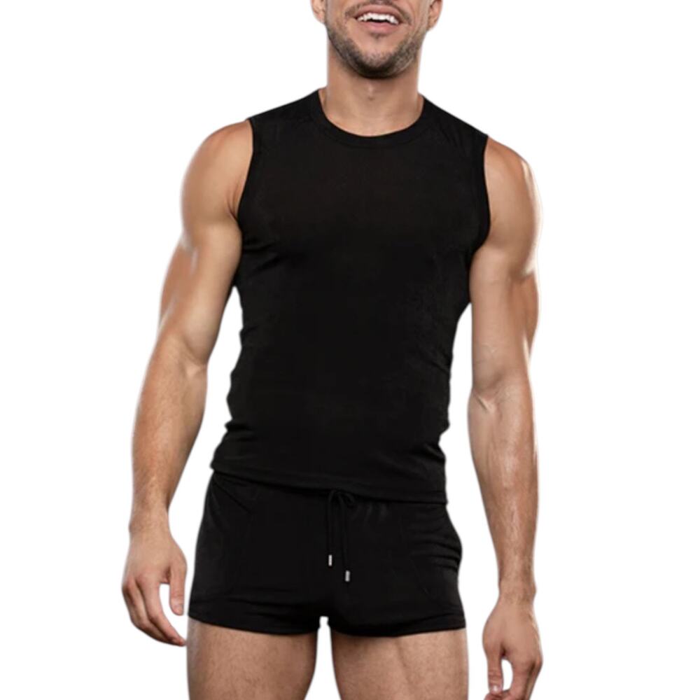 Andrew Christian Sensual Rib Muscle Tee Extra Large XL Black - Picture 3 of 7